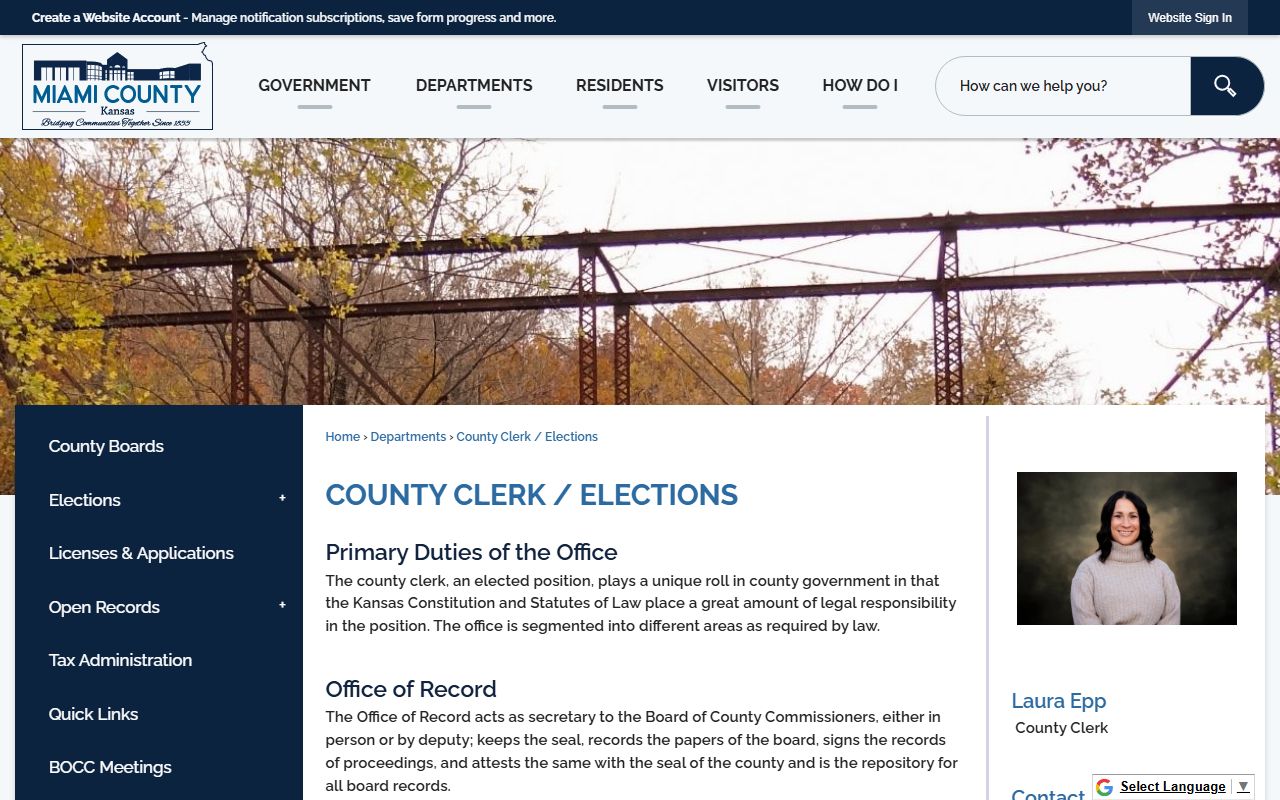 Miami County Clerk of the District Court records and county clerk distinction
