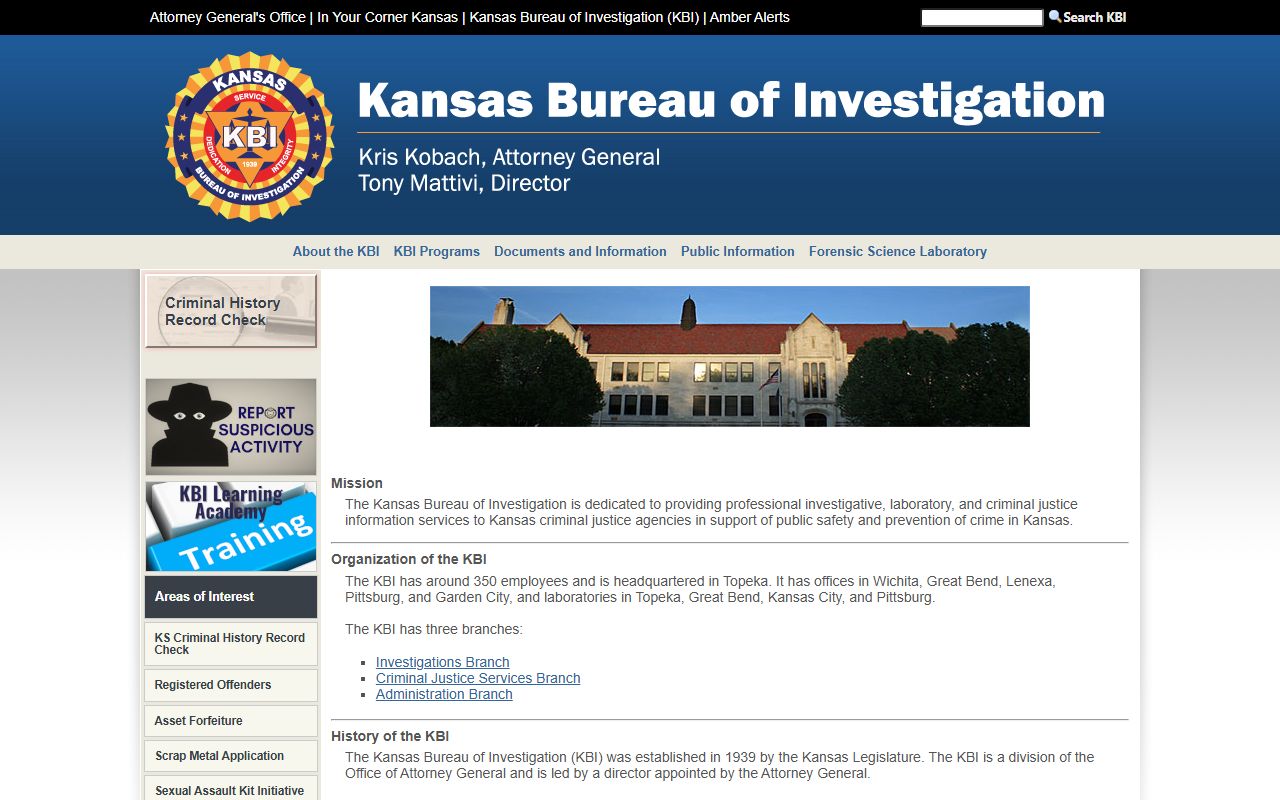 Miami County arrest records and court charge records through Kansas Bureau of Investigation resources