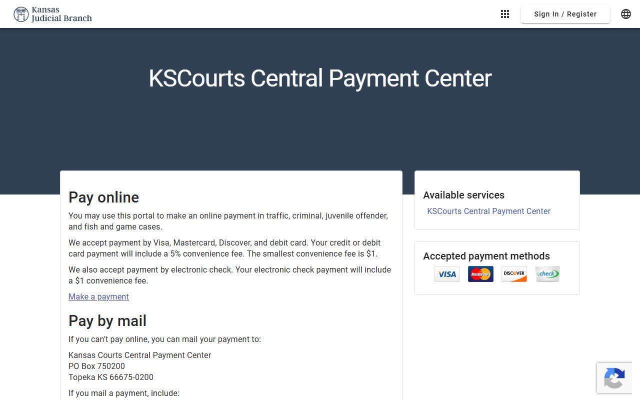 Miami County court dockets Kansas Central Payment Center portal