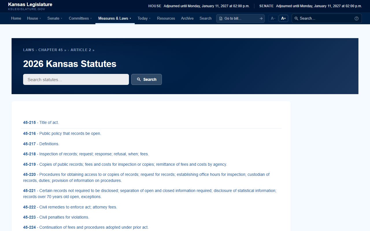 Miami County court records Kansas public records statute index