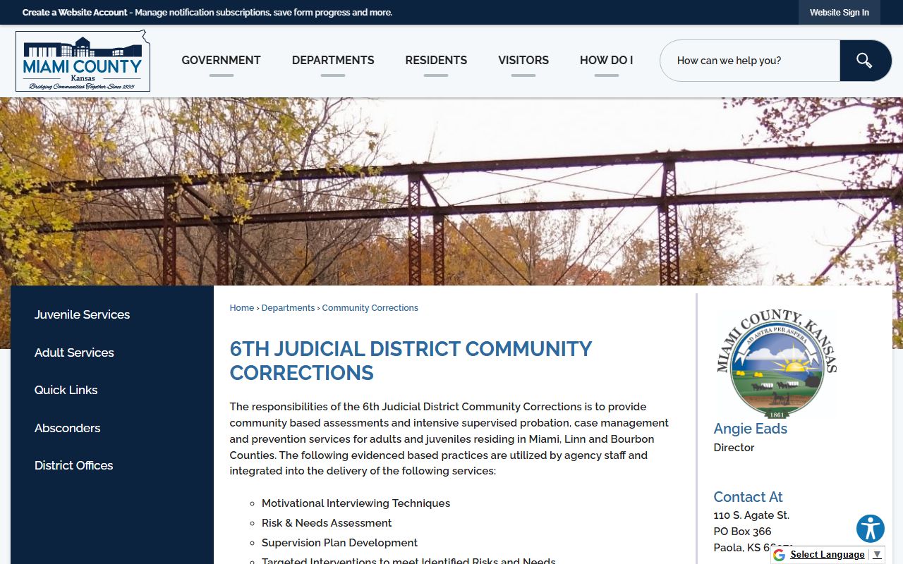 Miami County criminal court records Community Corrections page