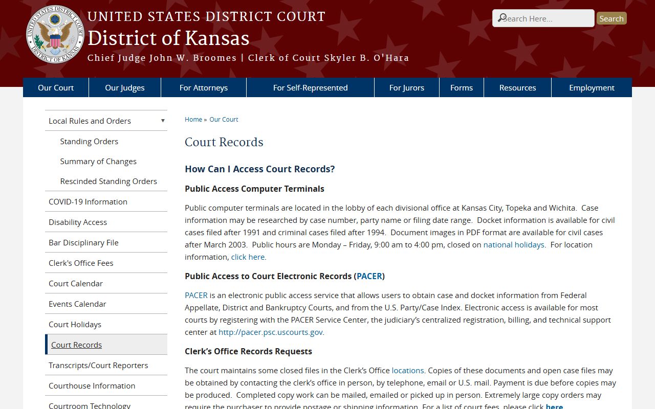 Miami County criminal court records District of Kansas federal court records