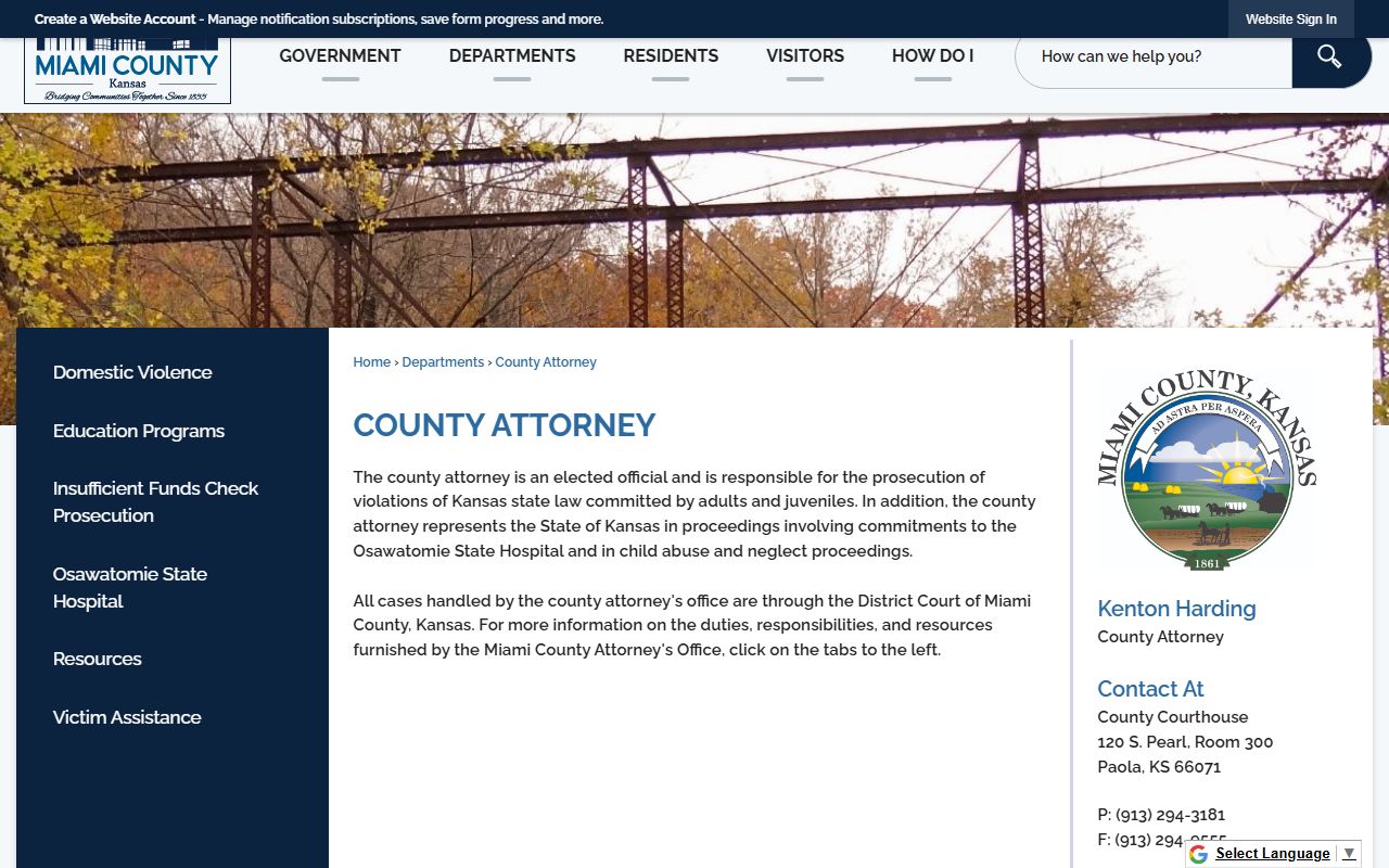 Miami County criminal court records County Attorney page