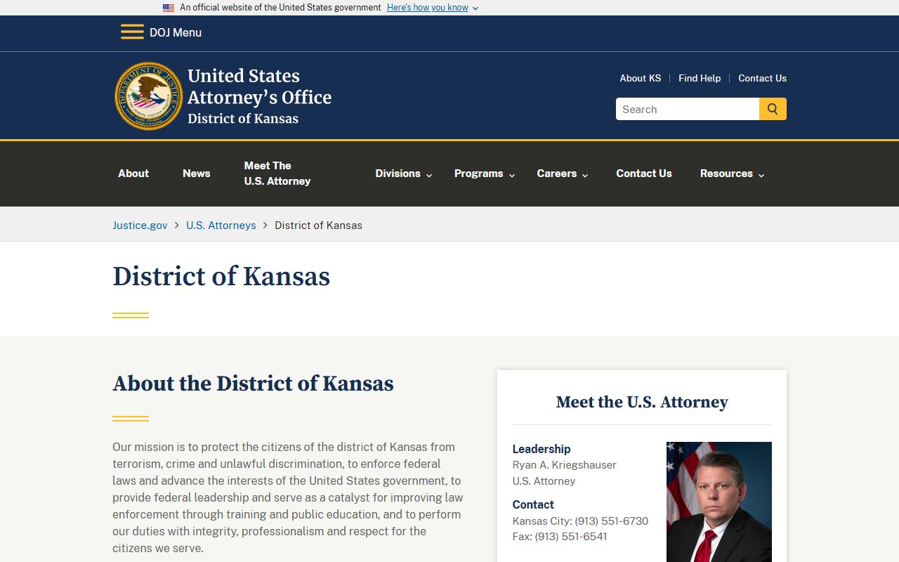 Miami County criminal court records U.S. Attorney District of Kansas page