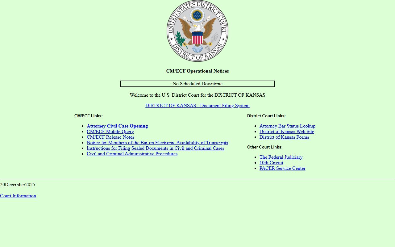 Miami County District Court records District of Kansas CM ECF comparison