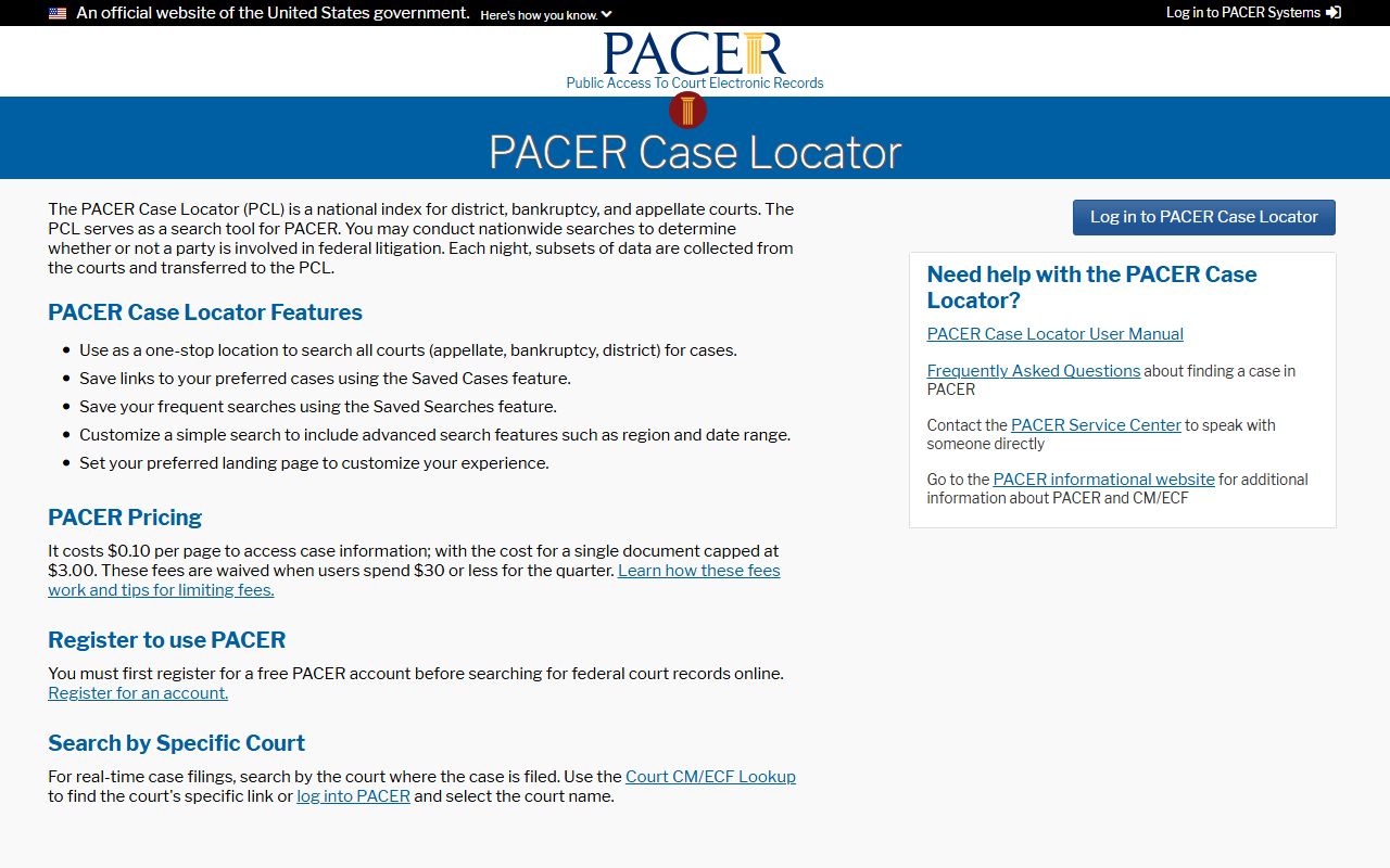 Miami County District Court records PACER Case Locator federal comparison