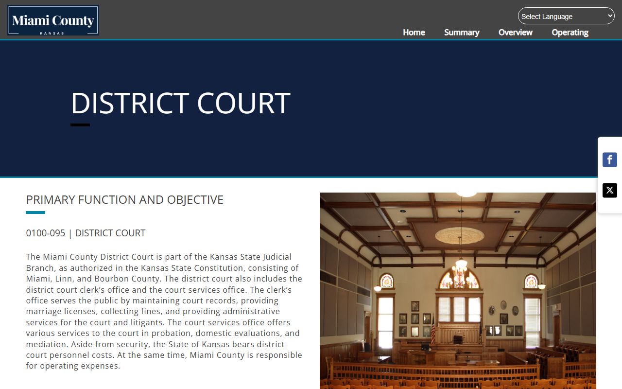 Miami County court records budget page for district court functions