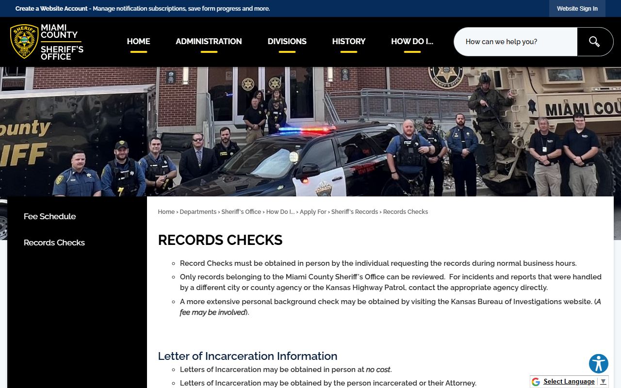 Miami County inmate records and sheriff records checks source