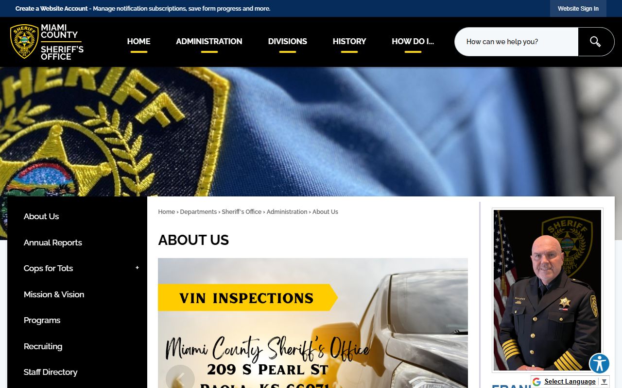 Miami County inmate records and sheriff personnel source