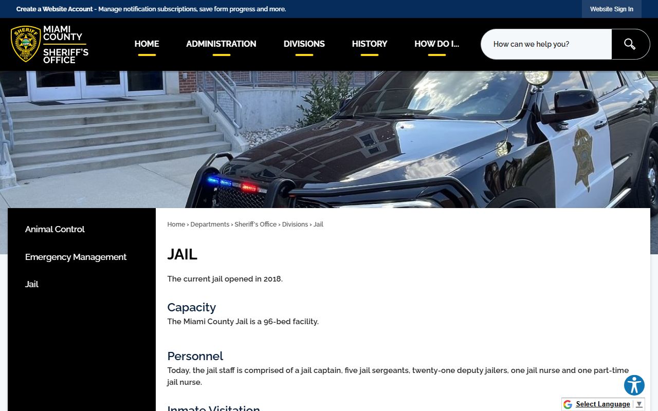 Miami County inmate records and jail page source