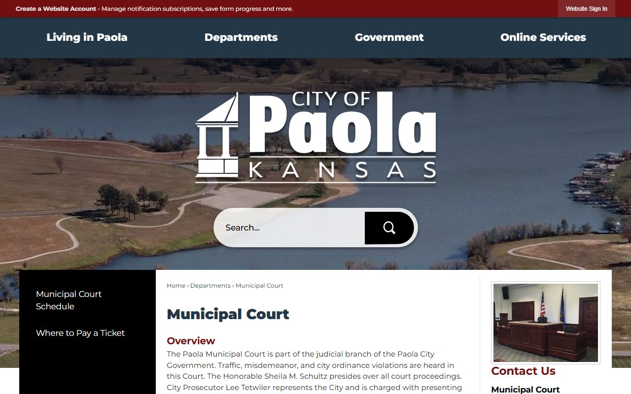 Miami County traffic court records Paola Municipal Court