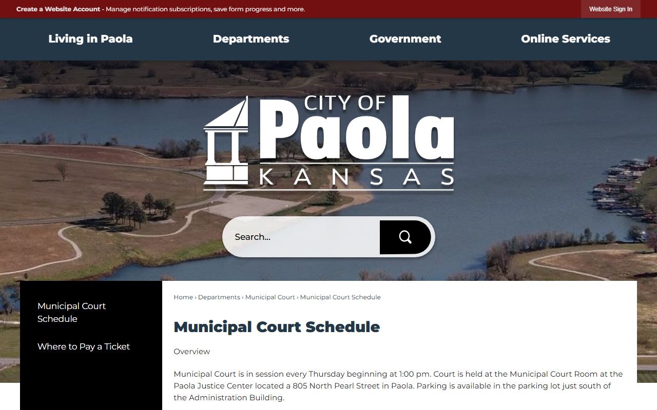 Miami County traffic court records Paola Municipal Court schedule