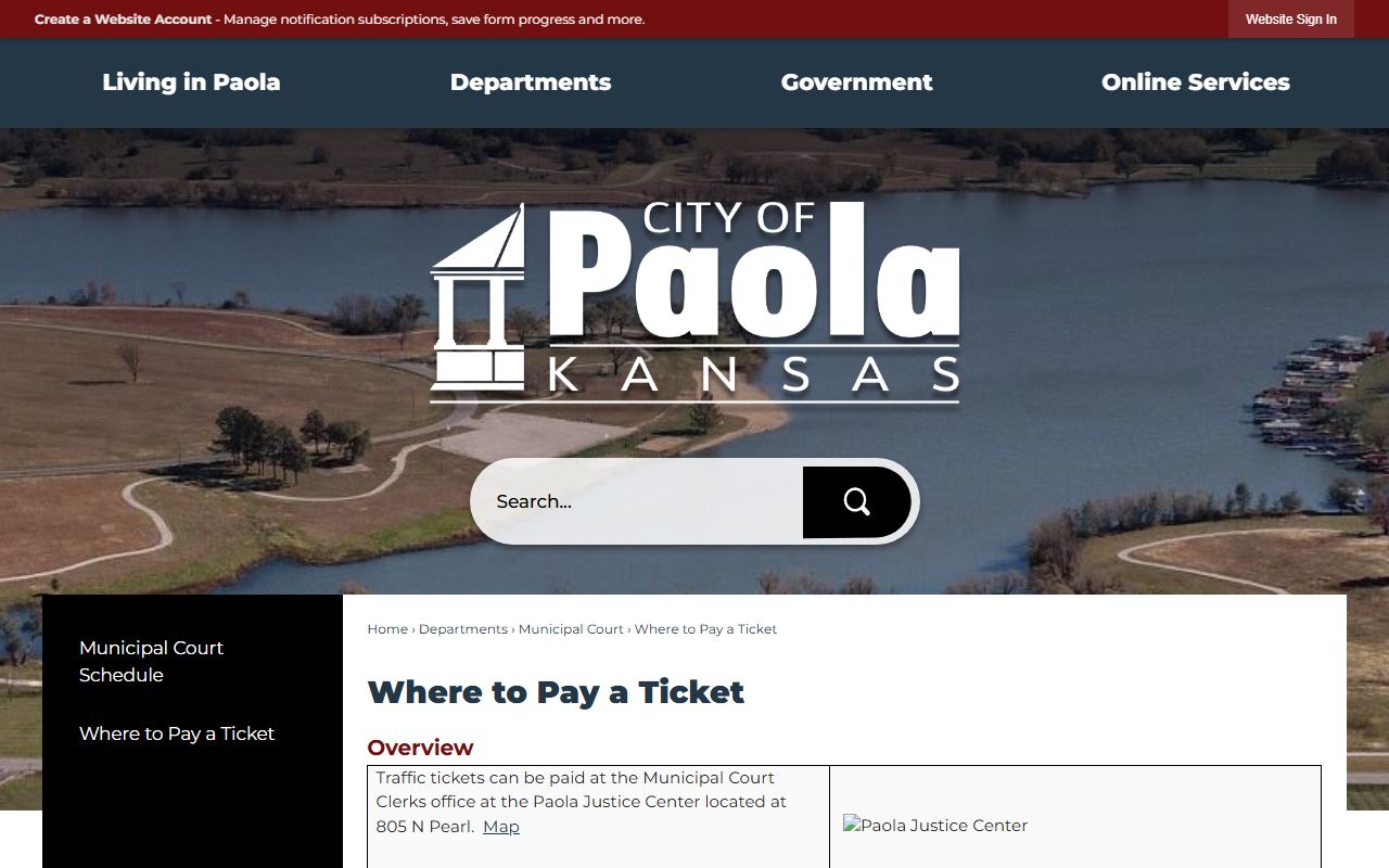 Miami County traffic court records Paola ticket payment page
